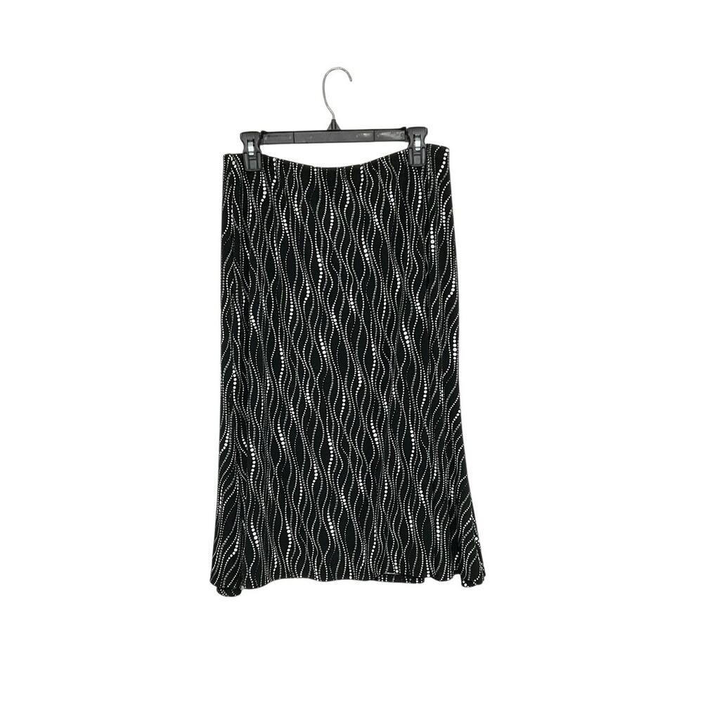 Saint Tropez West Black/White Midi Skirt Size XL Stretch Elastic Waist